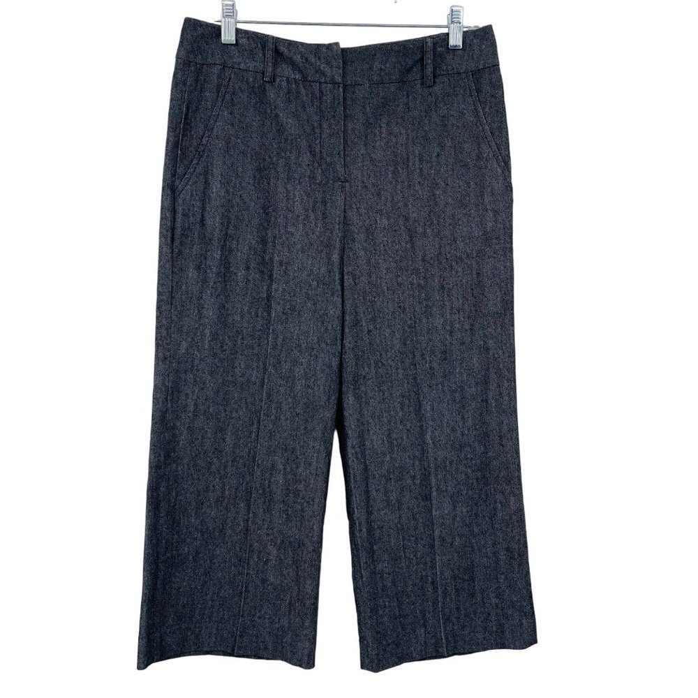 Sandro Women's High Rise Wide Leg Crop Trouser Pants Size 8 Denim Dress